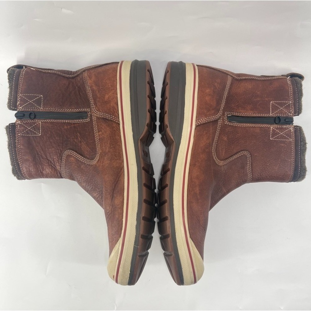 Clarks Grove Boots Men Size 12 Duck Zip Brown Leather Work Muck Sneaker Lined - Picture 7 of 9